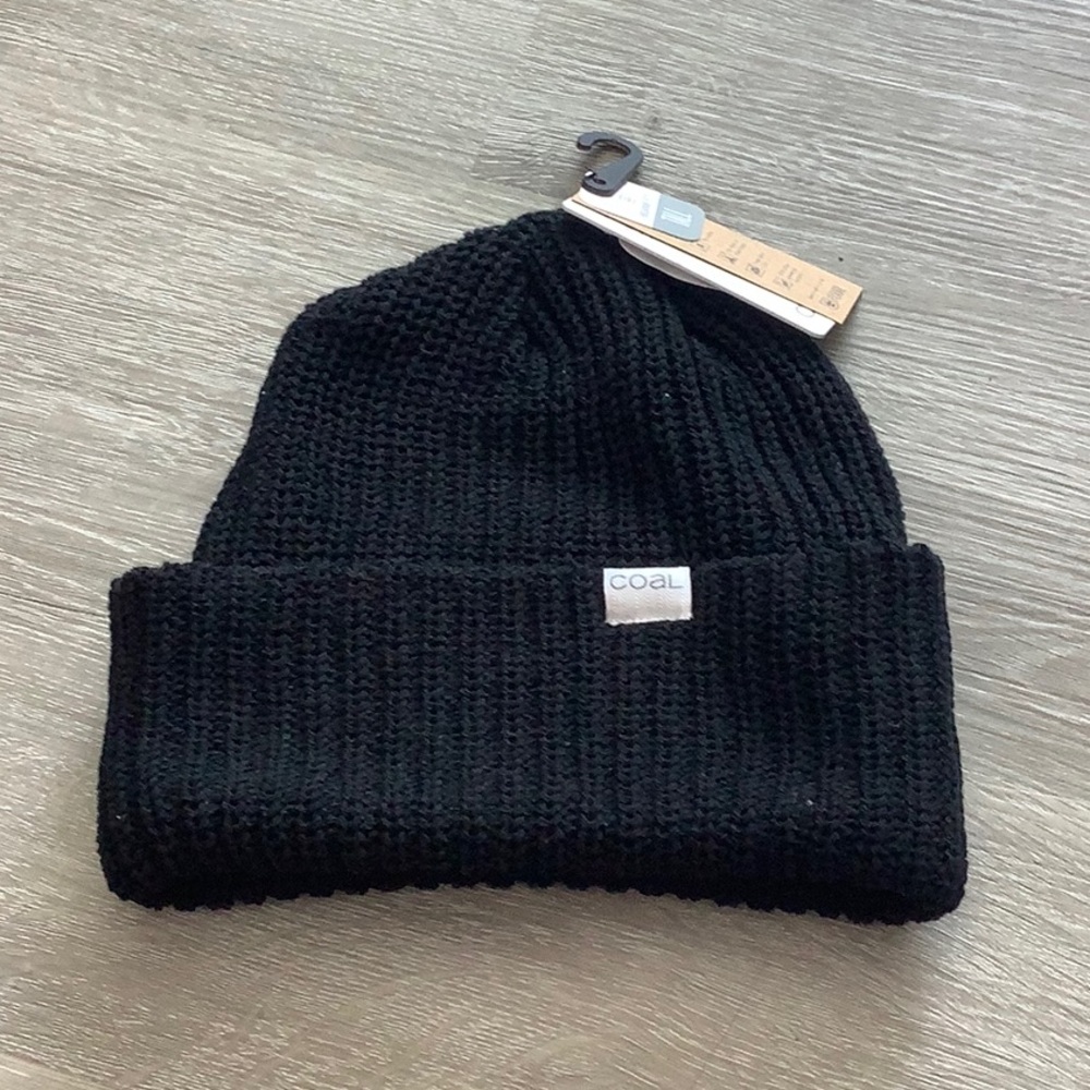 Coal black Tall Eddie style beanie hat
